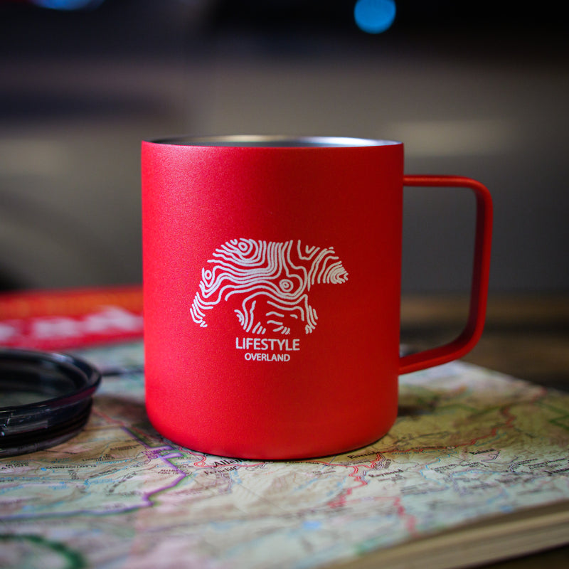 Load image into Gallery viewer, Topo Bear Insulated Red Coffee Mug
