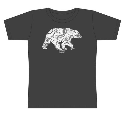 Lifestyle Overland Women's Topo Bear T-Shirt in Black Heather